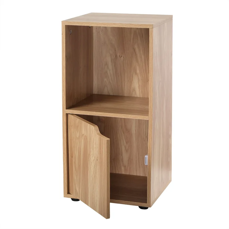 Casâme 'MODU' Set aus 2 Nachttischen mit 2 Fächern im Holzdekor mit 1 Tür - L31 cm - Helles Holz – Bild 6