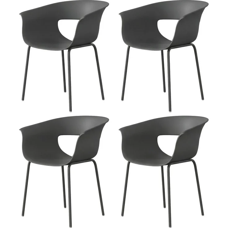 MELAYR, Gartenstühle 4er Set ergonomisch Balkonstühle mit Ausschnittdesign Armlehne, 61 x 51 x 74 cm, Dunkelgrau – Bild 2