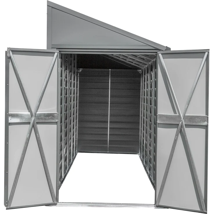 Spacemaker Metall Gerätehaus Anlehnhaus 410 | Grau – Bild 3