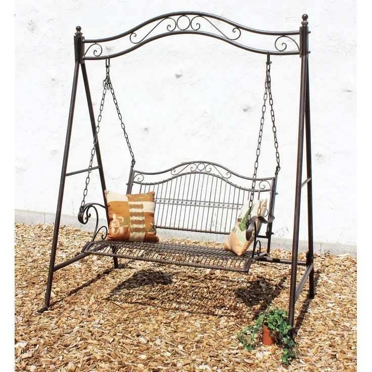 DanDiBo Hollywoodschaukel 2 Sitzer Metall Antik Gartenschaukel 082505 Schaukelbank Schmiedeeisen Bank Outdoor Wetterfest