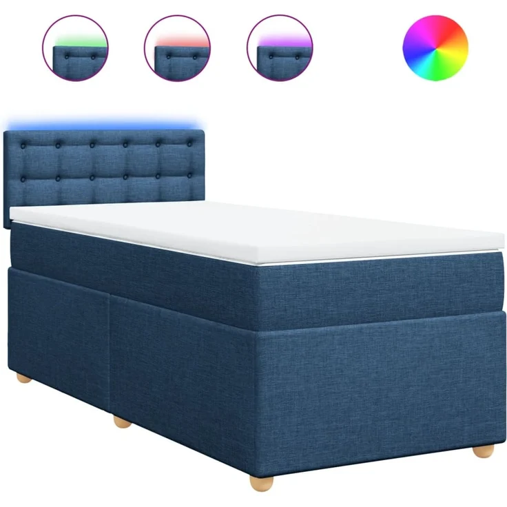 vidaXL Boxspringbett mit Matratze Blau 90x200 cm Stoff 3288883 – Bild 2