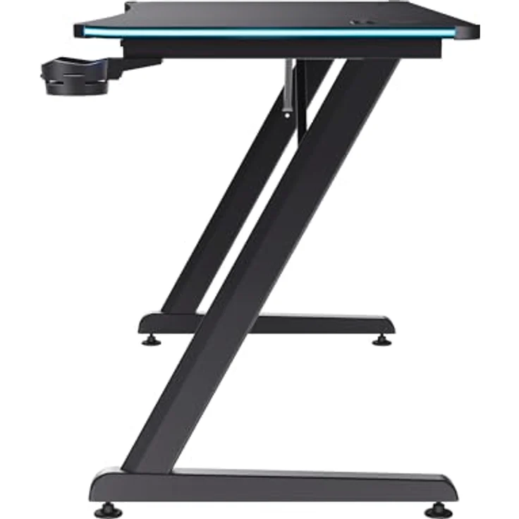 Trust Gaming GXT 709 Luminus RGB Gaming Tisch mit LED Beleuchtung, 10 Modi, USB-Betrieb, Gaming Schreibtisch mit Headset und Getränkehalter, Computertisch 120x60 für Büro, Gamer - Schwarz – Bild 13