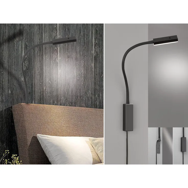 Fischer & Honsel 30167 LED Bettleuchte Raik schwarz matt verstellbar stufenlos dimmbar