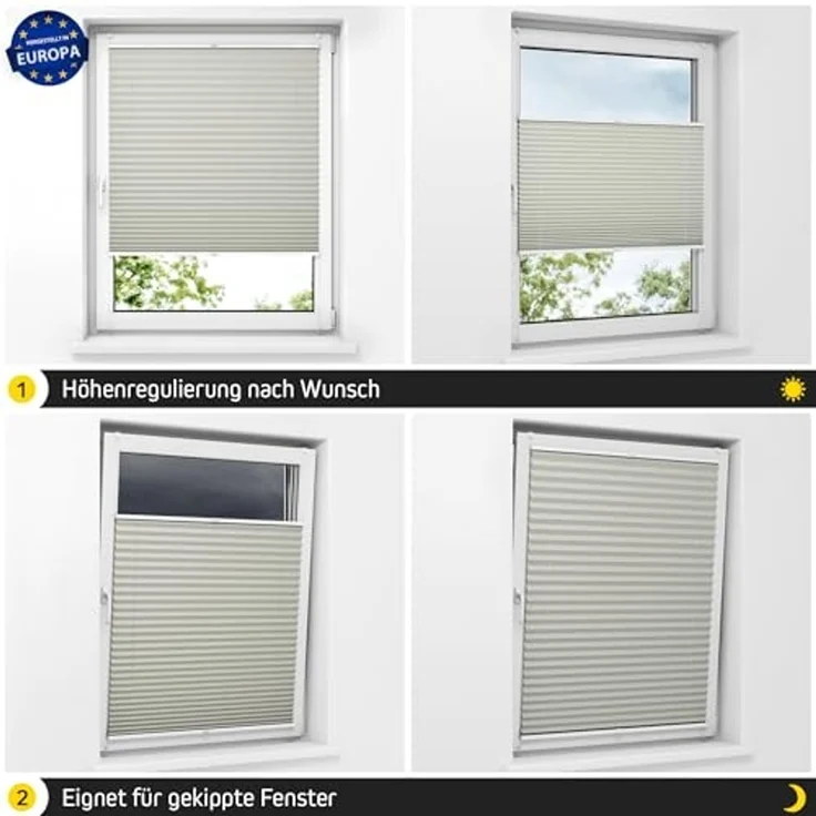 jalousiescout Plissee Pure Plissee Premium, 35 x 110 cm, grau, halbtransparent, ohne Bohren, verspannt, Klemmfix, Polyester-Stoff, blickdicht und lichtdurchlässig – Bild 6