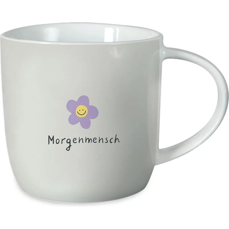 Grafik-Werkstatt Kaffeetasse mit Spruch 300 ml Porzellan Tasse Morgenmensch, Weis