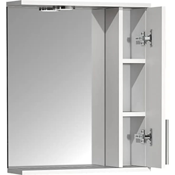 MID.YOU Spiegelschrank, Weiß, Kunststoff, 2 Fächer, 50x60x14 cm, Drehtüren, Badezimmermöbel – Bild 4