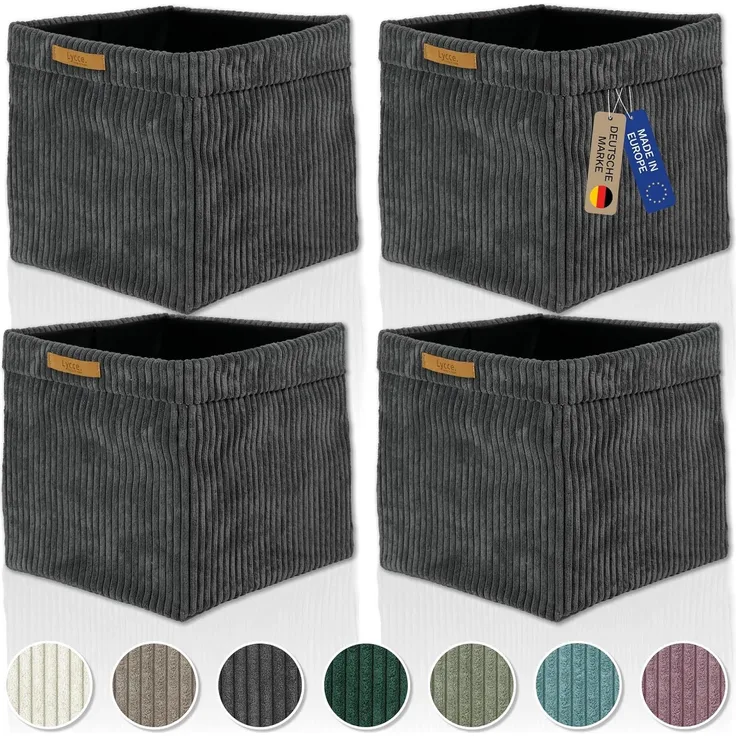 Lycce Regalkorb Kallax Boxen Cord 4er Set grau, Aufbewahrungsbox faltbar 33x33x31cm (4 St)
