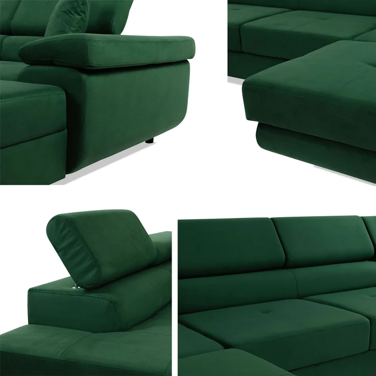 Ecksofa Torezio Bis mit Bettkasten, Schlaffunktion und Einstellbare Kopfstützen (Farbe: Manila 18, Seite: Rechts) – Bild 3