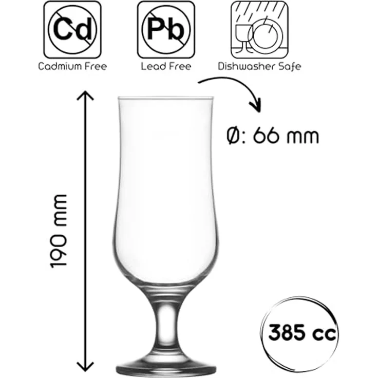 LAV Gläser-Set Nevakar Biergas, 6-tlg, Glas, 6er Set, 385ml, Feiner Glasrand, ideal für Bier, Cider und Mixgetränke – Bild 2