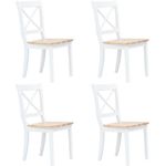 vidaXL Esszimmerstühle 4 Stk Weiß Helles Holz Massivholz Kautschukbaum 247359