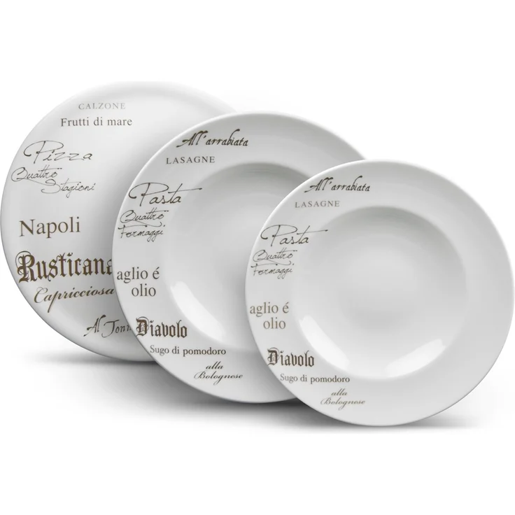 CreaTable - EUROPA GUSTOSO - Pizzateller 30,5 cm aus Porzellan mit Schriftdekor – Bild 2