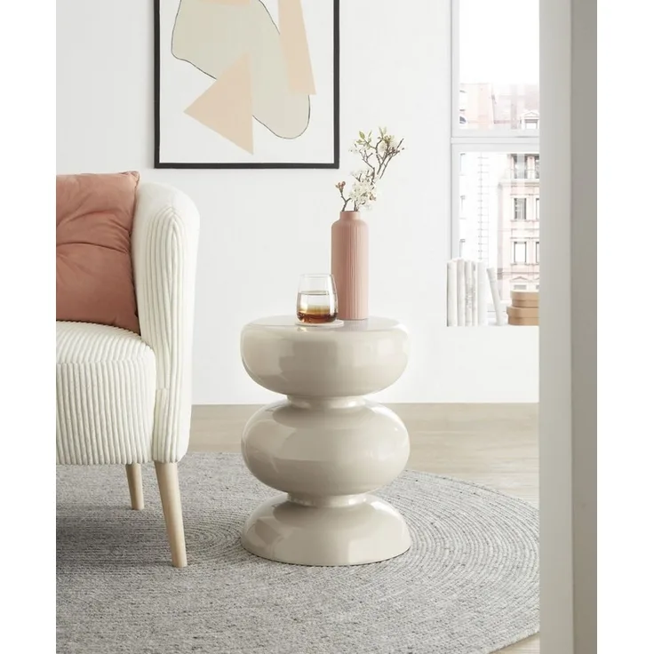 Beistelltisch >1151< in Creme, Eisen - 46x36cm (HxD)