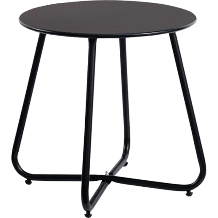 HollyHOME Beistelltisch Outdoor Balkontisch Klein Gartentisch Rund Beistelltisch Metall Wetterfest Loungetisch Outdoor Couchtisch für Patio Terrasse Wohnzimmer, Schwarz – Bild 10