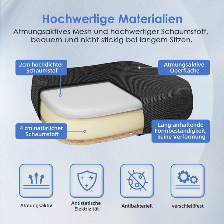 Hiazurm Bürostuhl Bürostuhl, Chefsessel, Ergonomischer Schreibtischstuhl, Computerstuhl (Verstellbare gepolsterte Lendenwirbelstütze, gepolsterte Armlehnen und Kopfstützen, Wippfunktion bis 130°,geräuscharmen Rollen, höhenverstellbar), Atmungsaktiver N... – Bild 3