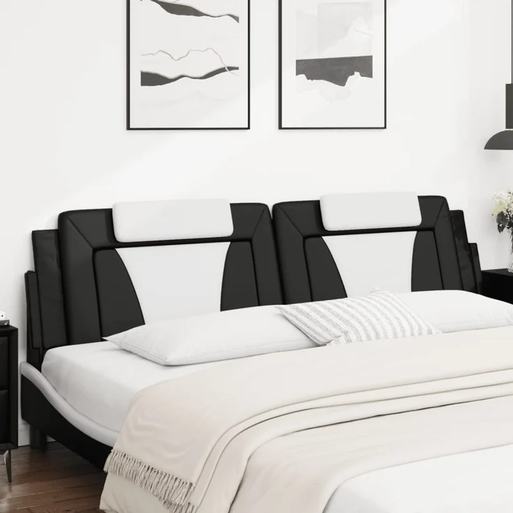 vidaXL Kopfteil-Kissen Schwarz und Weiß 200 cm Kunstleder 374819 – Bild 3