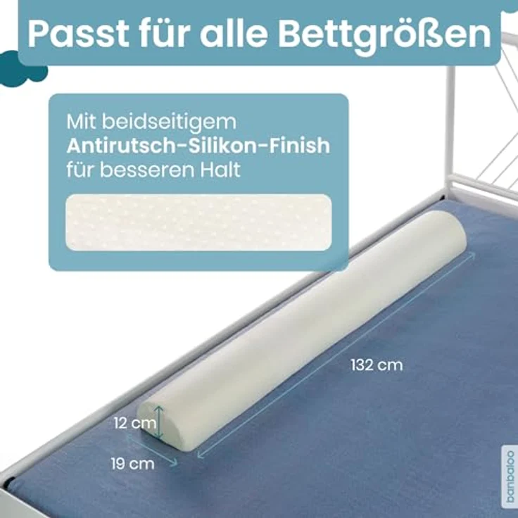 BANBALOO - Rausfallschutz für Kinderbett - Bettrolle für Kleinkinder Bett, Randkissen mit Memory-Schaum-Polsterung, Bettschutzgitter - Rutschfestes Tragbares Trennkissen - Bettgitter Rausfallschutz – Bild 6