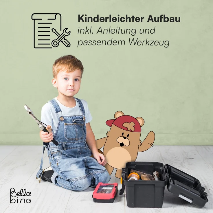 Bellabino 'Inny' Sitzgarnitur für Kinder, Kiefer massiv, natur unbehandelt, 50x83x89 cm, Kindersitzgarnitur für 4 Personen, ab 2 Jahren – Bild 8