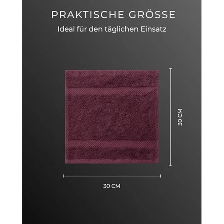 Luckytowel Seiftücher Set 30x30cm, Oeko-TEX Waschlappen aus 100% Baumwolle mit 600 g/m², flauschig & saugstark, 10er Pack Bordeaux – Bild 4