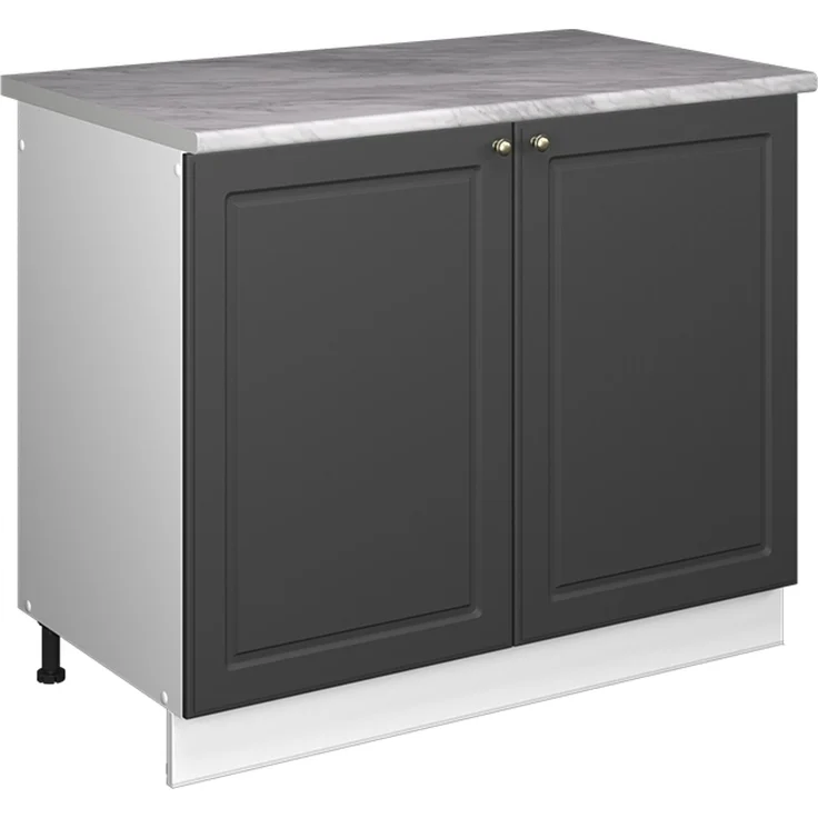 Spülenunterschrank Fame-Line Anthrazit-Gold Landhaus/Weiß 100 cm, AP Marmor Vicco – Bild 1
