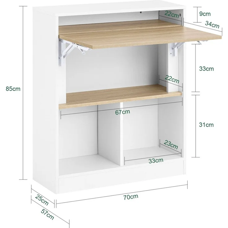 SoBuy FWT104-WN Schreibtisch, Spanplatte, Melamin, Weiß, 70 x 85 x 57 cm – Bild 3