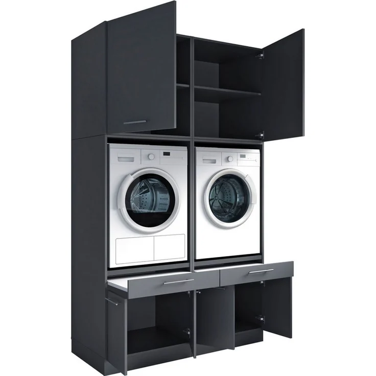 Laundreezy Mehrzweckschrank-Set Laundreezy, 4-tlg. Mehrzweckschrank-Set B/H/T 135/238/68 cm, (4-St), Breite 135 cm, Soft-Close-Funktion, höhenverstellbare Füße – Bild 3