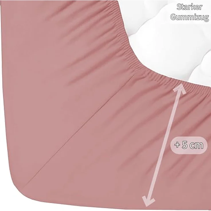 Jersey Spannbettlaken Baumwolle 90x200+30 cm, diverse Farben Altrosa – Bild 8