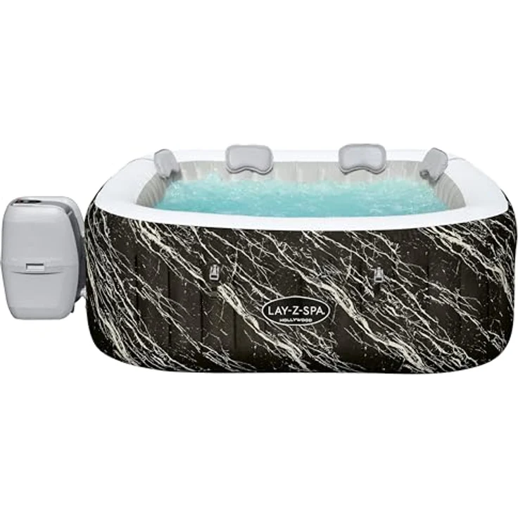 Bestway LAY-Z-SPA® Hollywood AirJet™ LED-Whirlpool für 6 Personen, 180 x 180 x 66 cm, Marmor-Optik (Marquinia), 778 l Wasserkapazität, automatisches Heizen bis 40 °C – Bild 8