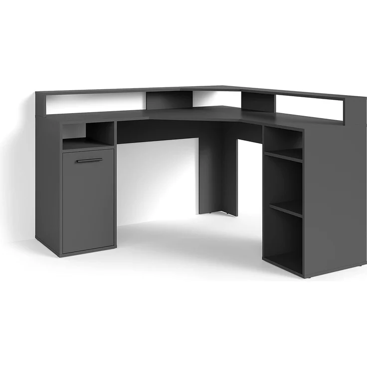 byLiving 'Fox' Schreibtisch in Anthrazit, mit Aufsatz, Anthrazit, 139 x 90,8 x 139 cm – Bild 3