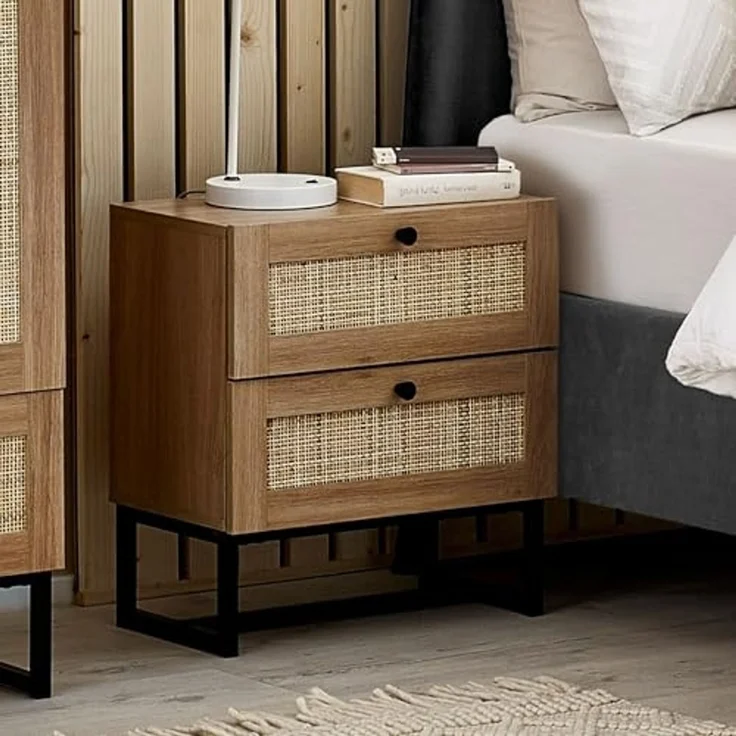 Julian Bowen Padstow Nachttisch mit 2 Schubladen, Eiche, Holzwerkstoff, Einheitsgröße – Bild 1