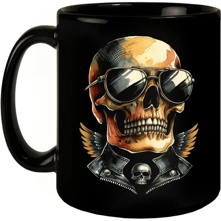 speecheese Tasse Rocker Totenkopf Tasse schwarz in Schwarz – Bild 2