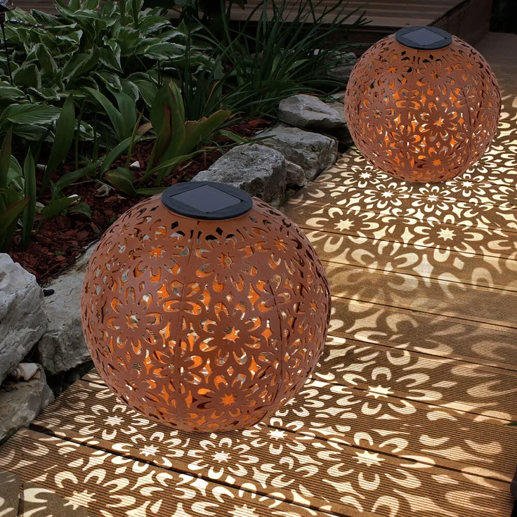 2x LED Solarleuchte, Dekorgeflecht-Kugel, D 20 cm – Bild 7