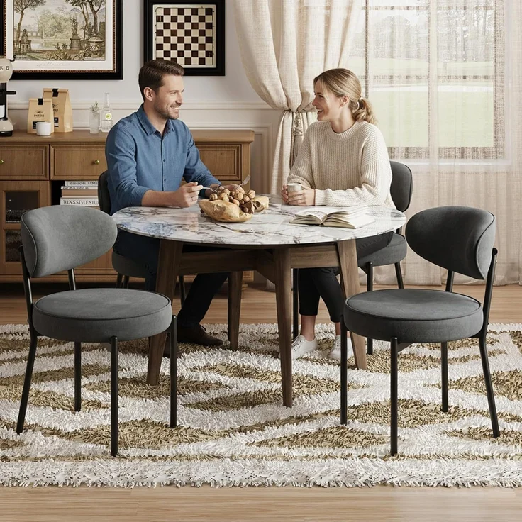 COLAMY Esszimmerstühle 2er Set mit 10 cm Sitzpolster – Moderne Polsterstühle aus kuscheligem Teddy-Stoff, mit robustem Metallgestell – Für Küche & Wohnbereich, Grau – Bild 3