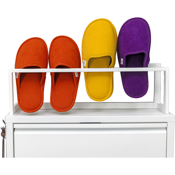 Schuhkipper mit Zubehör, Weiß, 3 Klappen 52x15x118,5 cm, Pantoffelregal, Hakenleiste – Bild 7