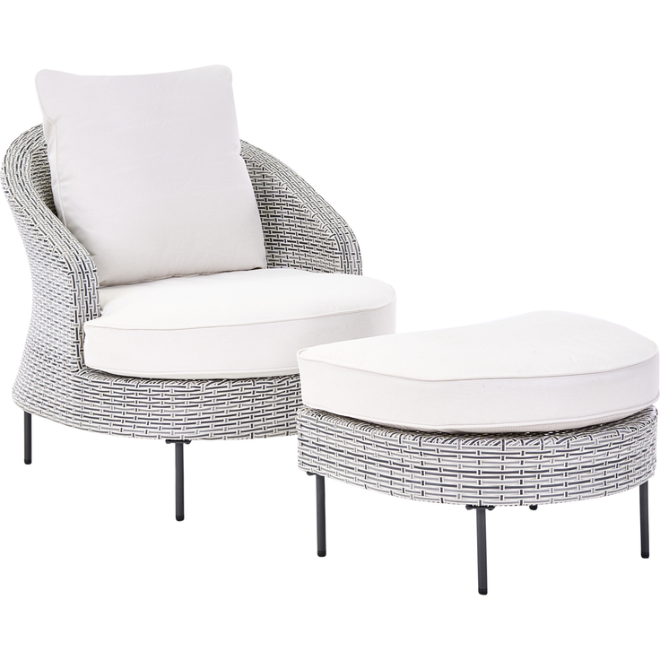 Gartensessel mit Ottomane ARCILLE Polyrattan Grau