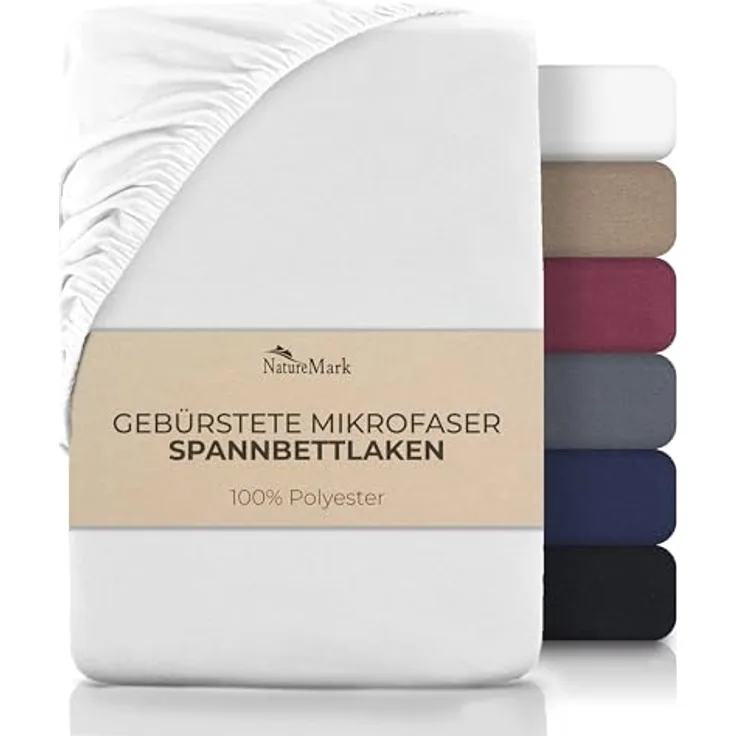 NatureMark Mikrofaser Spannbettlaken – weich, atmungsaktiv und pflegeleicht – hautfreundlich – 140x200 cm, Weiß