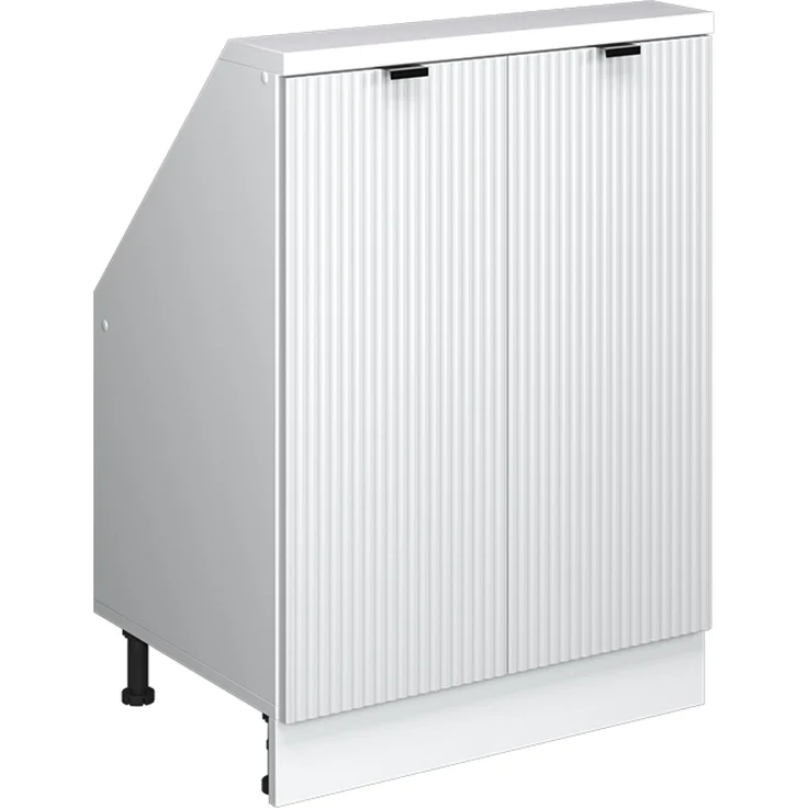 Küchenschrank für Dachschrägen R-Line Weiß Riffel 60 cm mit 2 Türen Vicco – Bild 1