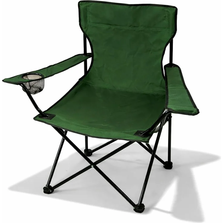 Anglersessel Campingstuhl mit Getränkehalter und Tasche Grün – Bild 3