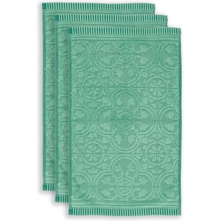 PiP Studio Handtuch Tile Pip Green 30X50 Set A 3 Grün 100% Cotton, terry, 500 GSM 30, Baumwolle (1-St), Handtuch Frottetuch