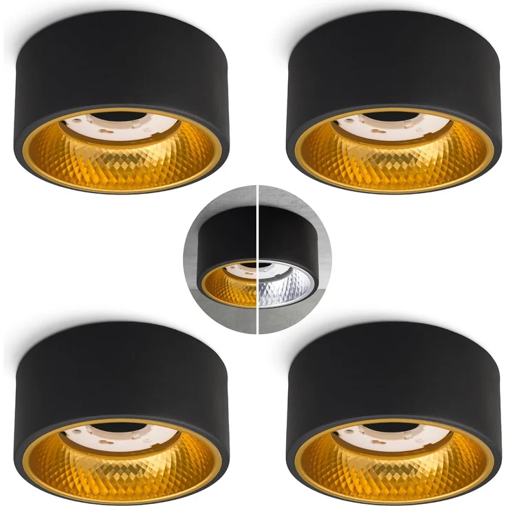 SSC-LUXon Aufbauleuchte OLINO Deckenlampe Spot Aufbauleuchte schwarz warmweiß GX53 Fassung – Bild 2