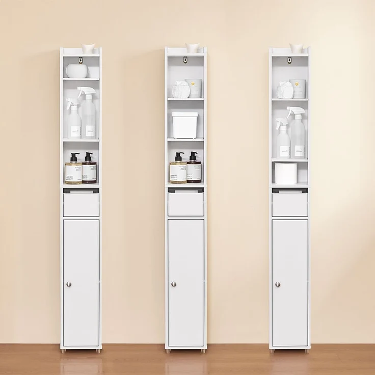 SoBuy BZR34-K-W Badezimmer-Hochschrank, Spanplatte, Melamin, Weiß, 20 x 180 x 20 cm – Bild 5