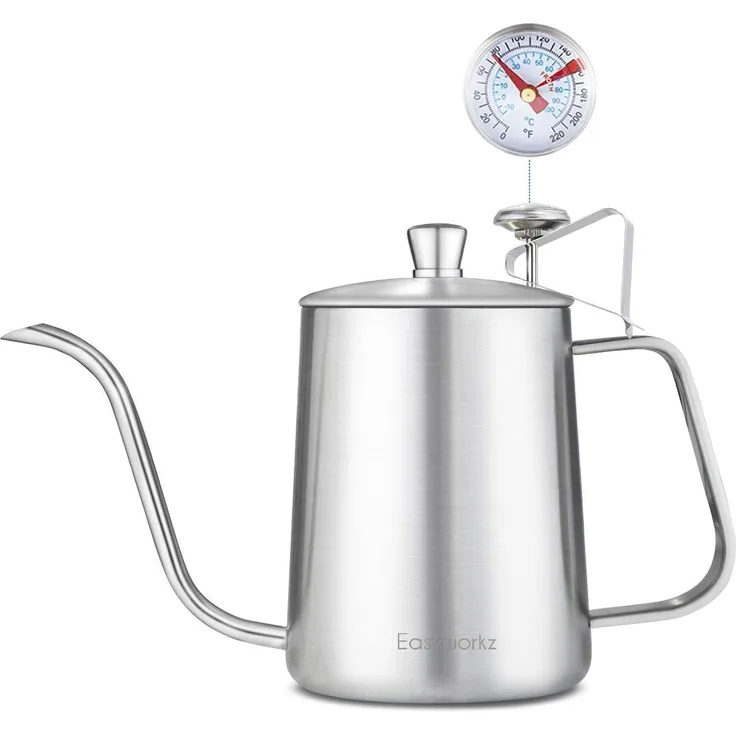 Gooseneck Pour Over Kaffeekessel mit Thermometer Edelstahl 304 600ml