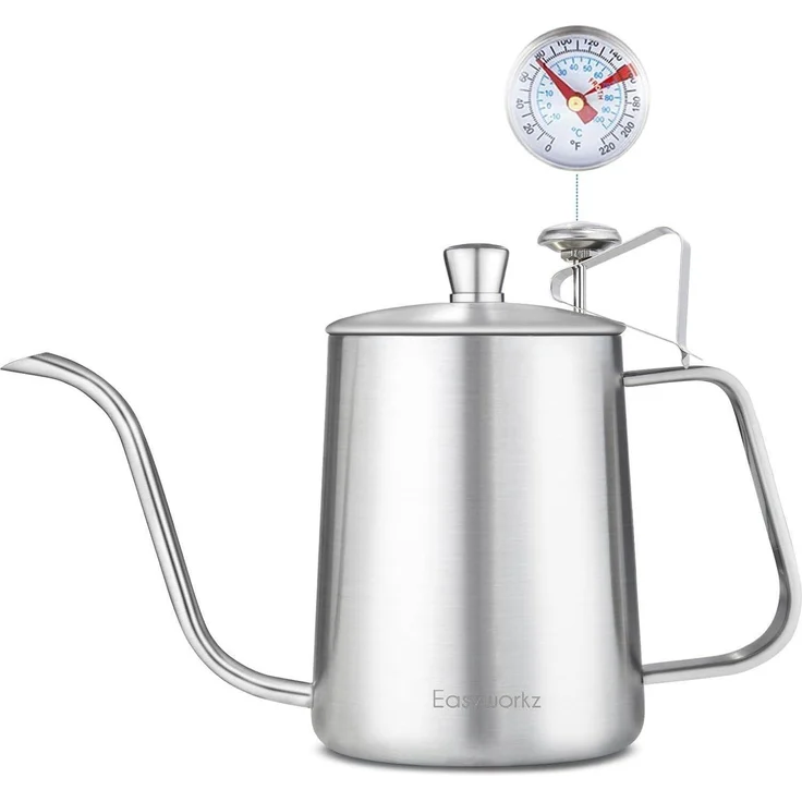 Gooseneck Pour Over Kaffeekessel mit Thermometer Edelstahl 304 600ml – Bild 1
