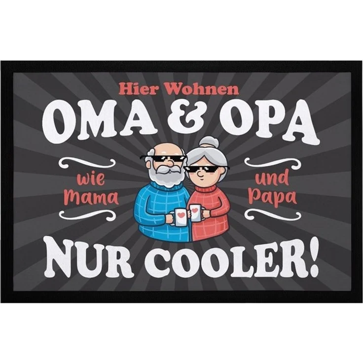 MoonWorks Fußmatte Fußmatte Geschenk Hier wohnen Oma und Opa Großeltern lustige, rechteckig – Bild 4