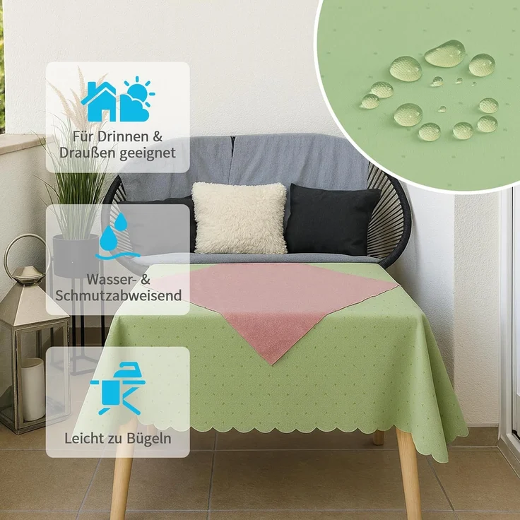 matches21 HOME & HOBBY Tischdecke Tischdecke 90x90 cm in Gelb für Esstisch & Küche (1-tlg), Waschbares Tischtuch mit gewelltem Rand – Bild 4