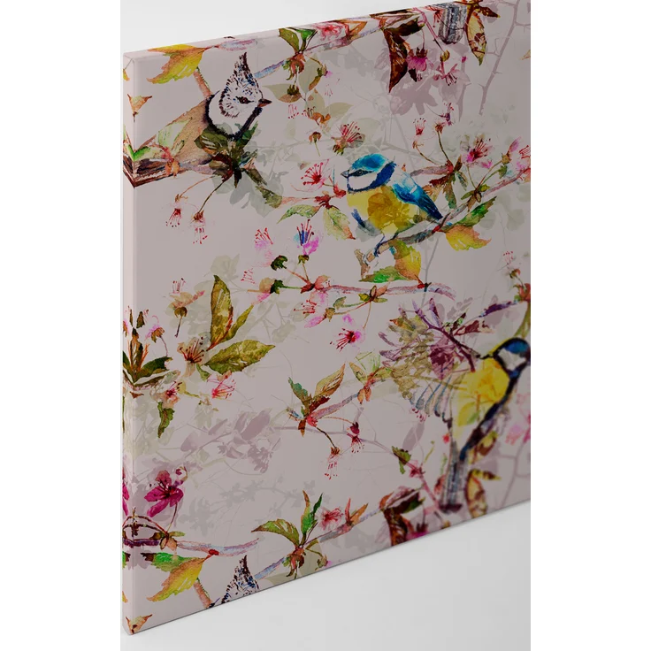 Leinwandbild Vögel Rosa Gelb Grün 90x60 DD120351 Keilrahmen Wandbild Leinwand – Bild 2