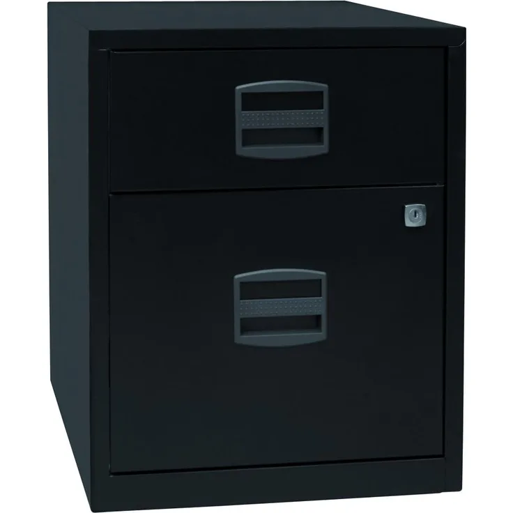 Bisley Home mobiler Beistellschrank PFA, 1 Universalschublade, 1 HR-Schublade, Metall, 633 Schwarz, 40 x 41.3 x 52.8 cm