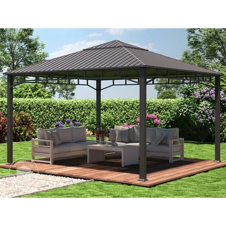 Gartenpavillon 4x4 m Stahldach Hardtop ohne Seitenteile, Pfosten 9x9 cm – Bild 1
