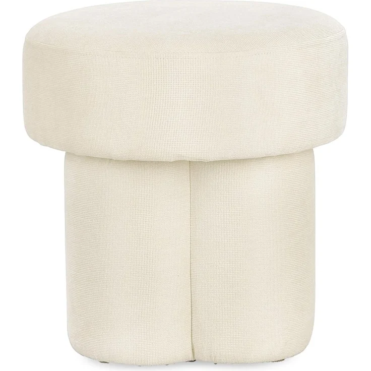 Hocker Adlenga aus Stoff, modern gepolstert, creme-weiß, rundes Design für Dein Zuhause – Bild 2
