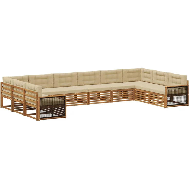 vidaXL Outdoor-Sofagarnitur 10 stk. 10-Sitzer Natur und Beige 3383896 – Bild 2