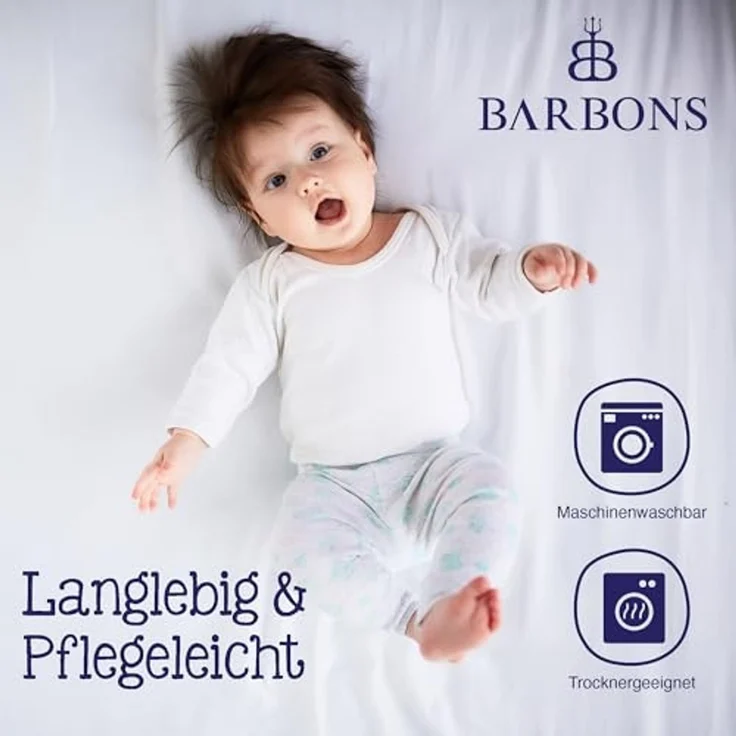 BARBONS Spannbettlaken für Baby/Kinderbett - 100% Jersey-Baumwolle Oeko-TEX Standard 100 Zertifiziert Bettlaken für Babybett (Grün - 2er - 60x120 cm / 70x140 cm) – Bild 2